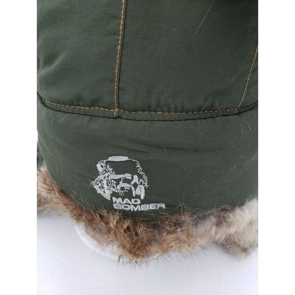 Mad Bomber Green Aviator Hat With Rabbit Fur Trim, Adult XL, Trapper Hunting - Picture 4 of 7
